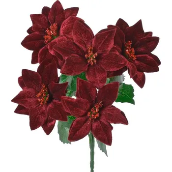 umělá květina Canea Umělá vánoční hvězda 30 cm Bordó