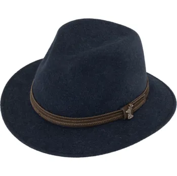 Klobouk Fiebig - Headwear since 1903 Modrý myslivecký klobouk Fiebig – nemačkavý a voděodolný s odznakem jelena Velikost: 59 cm (L)