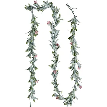 Vevor Vánoční girlanda 2750 mm s olivovými listy, bobulemi a světlem