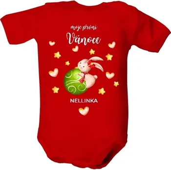 Kojenecký body Dětské body s potiskem Zajíček moje první Vánoce varianta 2 dětské