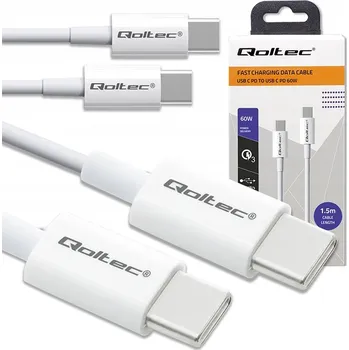 Datový kabel Kabel Qoltec USB typ C - USB typ C 1,5 m bílý