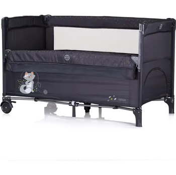 Dětská postýlka CHIPOLINO Postýlka cestovní se sklopnou bočnicí Relax Anthracite