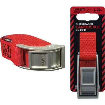 Upínací popruh Quickloader popruh se sponou Cambuckle Z-lock 800 kg3 m Červená 25 mm