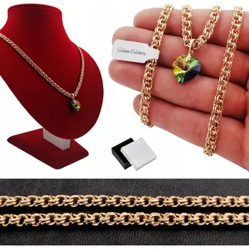 Náhrdelník ZLATÝ ŘETÍZEK GARIBALDI 55 CM 5 MM + SRDCE SWAROVSKI