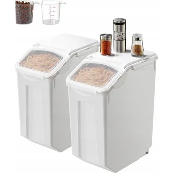 Úložný box Úložný box 2x20L s průhledným víkem a kolečky, nádoba na rýži