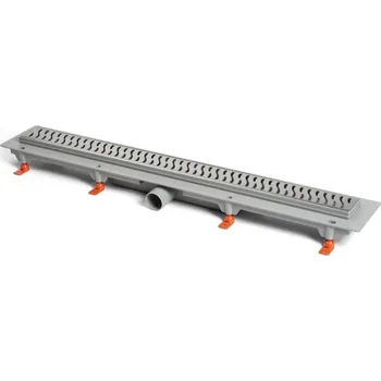 Sprchový žlab 850 mm, EASY do prostoru, boční odtok D 40, rošt HARMONY, plast/nerez ocel lesk