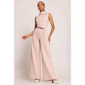 Podprsenka DÁMSKÝ ELEGANTNÍ BEZRUKÁVOVÝ KOMBINEZON ZEŠTÍHLUJÍCÍ BÉŽOVÝ 36 S