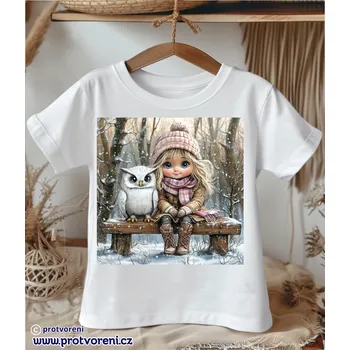 Trička s potiskem Tričko s potiskem, dětské, HOLČIČKA SE SOVOU 3, 1 ks zvolte VELIKOST trička ZDE:: 3/4 let Beagle