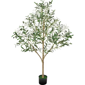 umělá květina Vevor Umělý olivový strom 150 cm s černým květináčem, dřevěný kmen