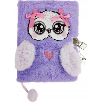 Zápisník Deník A5 MAJEWSKI chlupatý se zámkem VIOLET OWL (Fialová sova)