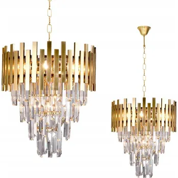 Milagro Křišťálový lustr ASPEN 9x40W E14, Zlatý, Luxusní, Nastavitelný