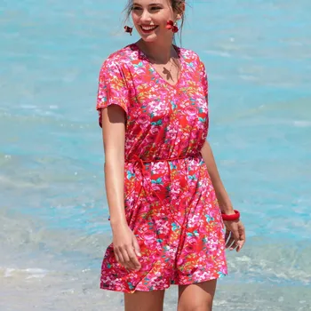 Dámské plavky Tunika ANTIGEL (ESB4480-03), Barva červená, Velikost XL