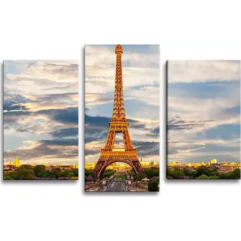 Obraz Sablio Obraz - 3-dílný Eiffel Tower 3 - 75x50 cm