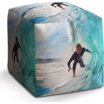 Taburet Sablio Taburet Cube Surfař na vlně: 40x40x40 cm