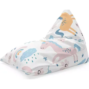 Sedací pytel Sablio Sedací vak Triangl Duhoví jednorožci: 120 x 100 x 100 cm