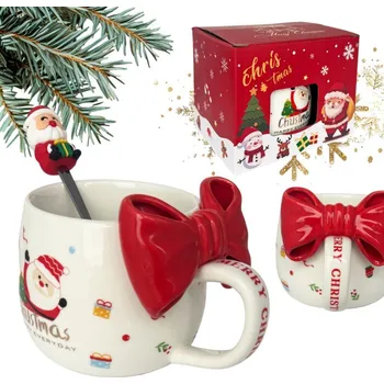 Sklenice Flamenco Mystique VÁNOČNÍ HRNEK S MAŠLI - sada v krabičce s lžičkou 400 ml KB25CZE