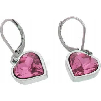 Náušnice Růžové náušnice srdíčko z chirurgické oceli SD752