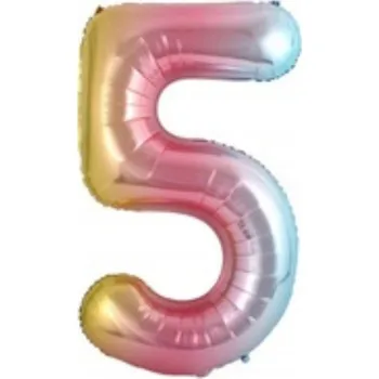 Balónek Fóliový Balónek Číslo 5 Duhový - Dekorace na Narozeniny pro Děti (Plnitelný Héliem)