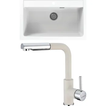 Granitový dřez Set Alveus (dřez Atrox 40 White 11 + baterie Siros White 11) SETA25067