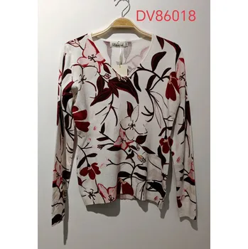 Dámský svetr Svetřík s potiskem Damod DV86018 barva: červená-bordó, velikost: S/M