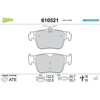 Brzdová destička Sada brzdových destiček, kotoučová brzda VALEO 610521