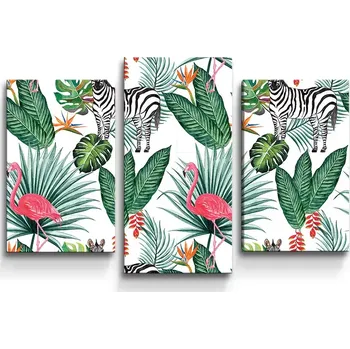 Obraz Sablio Obraz - 3-dílný Zebra a plameňák - 75x50 cm