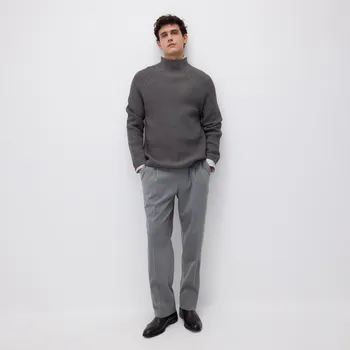 Pánské kalhoty Reserved - Kalhoty straight s puky - antracitová - 981EV-86M - 981EV-86M-31