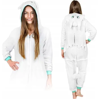 Dámské pyžamo Bílé pyžamo Kigurumi Fúrie s křídly, overal, jednodílné teplákovka velikost L