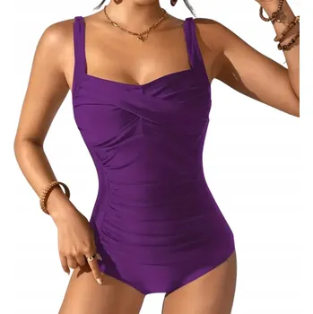 Dámské plavky ZEŠTÍHLUJÍCÍ JEDNODÍLNÉ PLAVKY MODELUJÍCÍ POSTAVU FIALOVÉ L