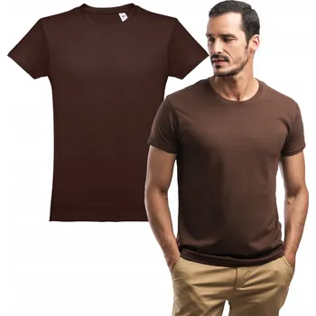 Klasické bavlněné tričko unisex dámské pánské hladké hnědé S