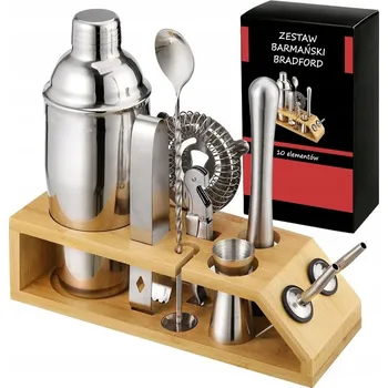 Shaker BARMANSKÁ SADA NA KOKTEJLY SHAKER STOJAN ŠEJKR 10 dílů JAKO DÁREK
