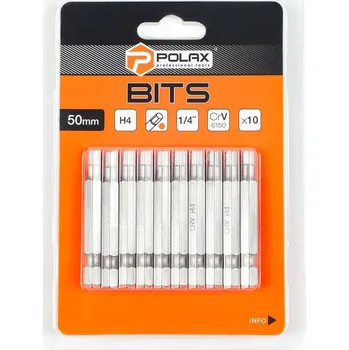 Bit Sada bitů 50mm, H4 1/4", ocel 6150CRV (10 ks) Polax