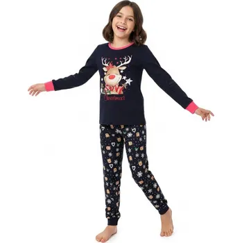 Dívčí oblečení Dívčí vánoční pyžamo 100% bavlny MP5869 Velikost: 140, Barva: Tmavě modrá
