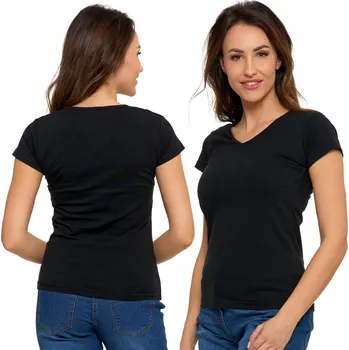 Dámské tričko Dámské Tričko tričko s výstřihem do V a krátkým rukávem černé MORAJ 3XL