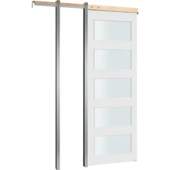 Interiérové dveře Vevor Zasouvací dveře 765×2035 mm, 5-panelové matné, dřevo/mdf, s kováními