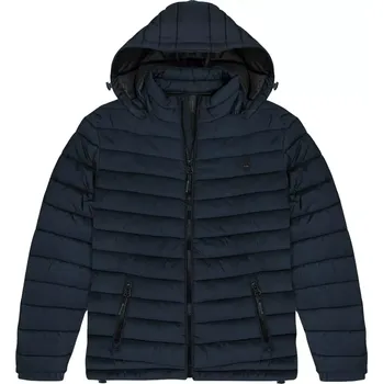 Pánská bunda Velká pánská prošívaná bunda s kapucí Double Urban Outfitters MJK-2045 tmavě modrá (8XL)