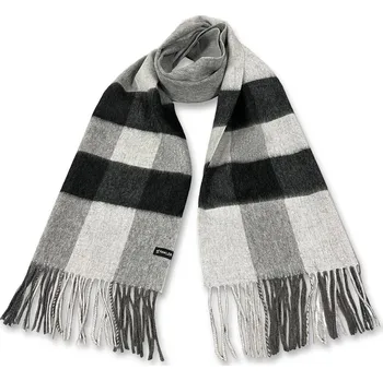 Šála Aurora | Šedočerná pruhovaná šála z jehněčí vlny - Fawler