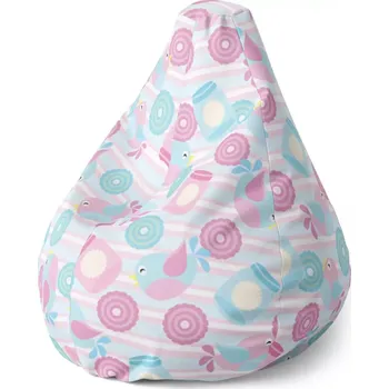 Sedací pytel Sablio Sedací vak Pear Roztomilí ptáčci - 140 x 100 x 25 cm