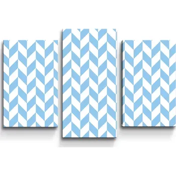 Obraz Sablio Obraz - 3-dílný Modrobílé kosodélníky - 75x50 cm