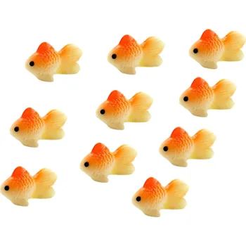 Figurka Sada 10 ks Mini figurka oranžová rybička 1,7 × 1,1 cm Pryskyřicová dekorace do akvária květináče nebo mini zahrádky Ručně malovaná