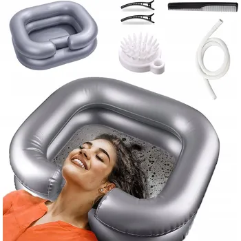 Vrták MISKA DO MYCIA GŁOWY NAFUKOVACÍ UMYVADLO NA VLASY V POSTELI, PŘENOSNÝ BAZÉNEK Z PVC
