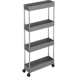 SongmicsHome Regál na kolečkách SLIM, 4 úrovně, 12,5x40x86cm, sivá