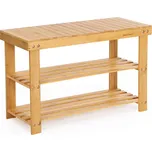 SongmicsHome Bambusová lavice s prostorem na boty REGINA, 70x28x45cm, přírodní dřevo