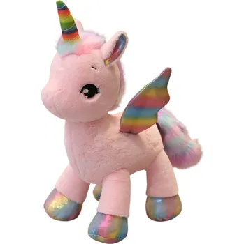 plyšák Plyšový jednorožec 40 cm Měkký plyšák z bavlny a PP bavlny Roztomilá dekorace do dětského pokoje Mazlivá hračka pro děti i dospělé růžová