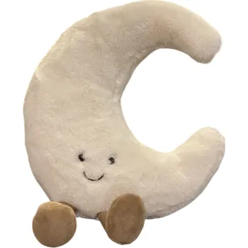 plyšák Plyšový měsíc s nožičkami 45 cm Bílý měkký polštářek z plyše s výplní PP bavlna Roztomilá dekorace a hebká plyšová hračka pro děti a dospělé