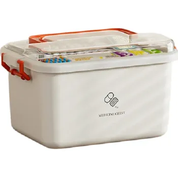 Úložný box Krabice na léky 29 x 21 x 18 cm Plastová úložná lékárnička s přidanou vnitřní vrstvou a průhledným víčkem pro přehledné uspořádání