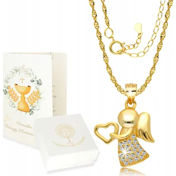 Náhrdelník stříbro Andílek se zirkony k přijímání Zlatý