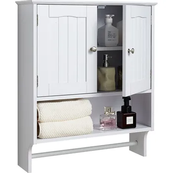 Koupelnový nábytek Vevor Koupelnová nástěnná skříňka 2 dveře, nastavitelná police, nad wc, bílá