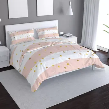 Povlečení Sablio Povlečení Pruhy a zlaté tečky - 140x200 / 90x70