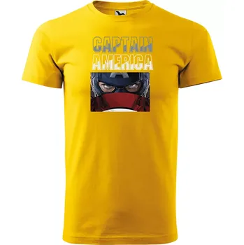 Sablio Tričko s potiskem Kapitán Amerika pohled přes štít - žluté 5XL